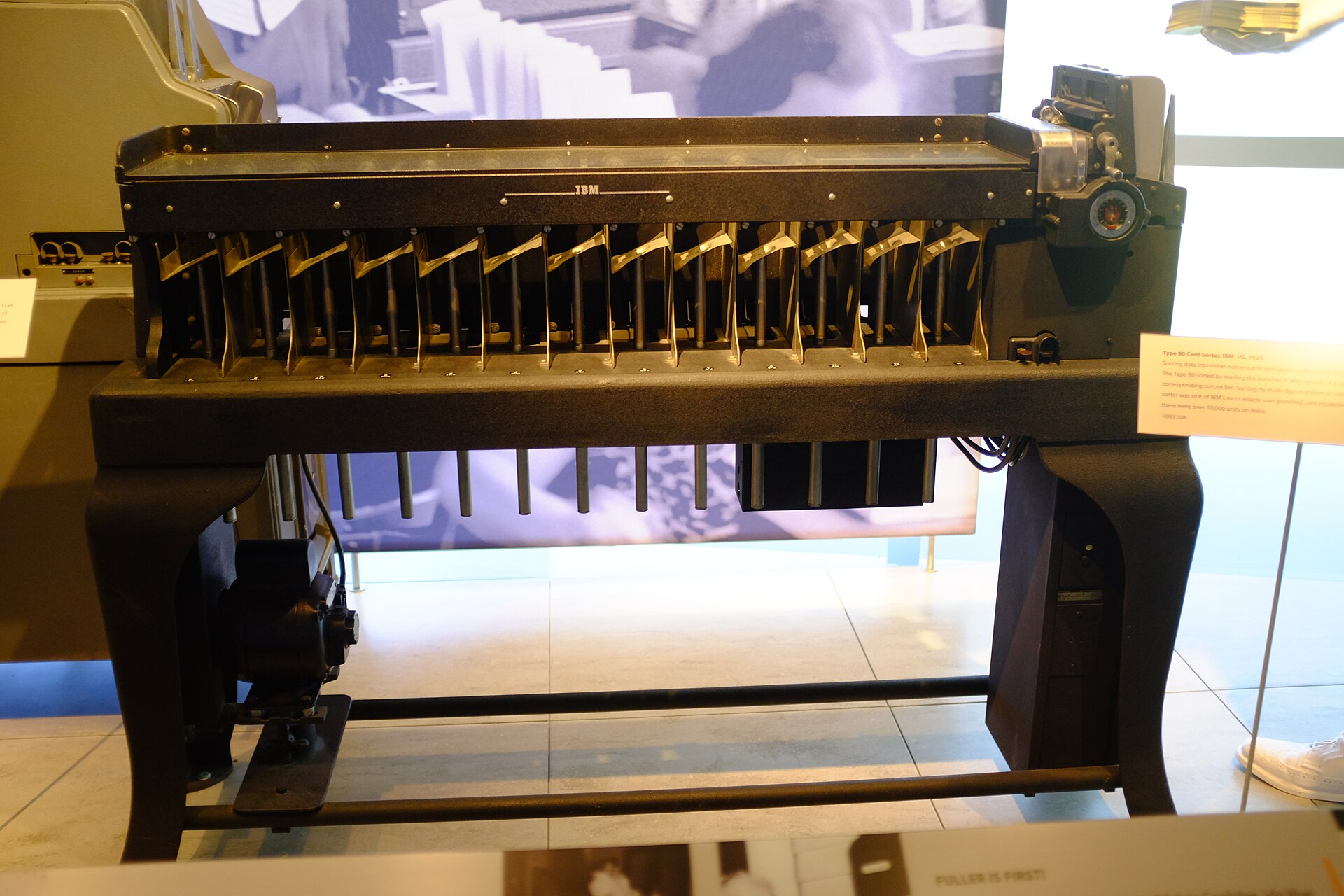 An IBM Type 80 punched-card sorter with its row of output pockets